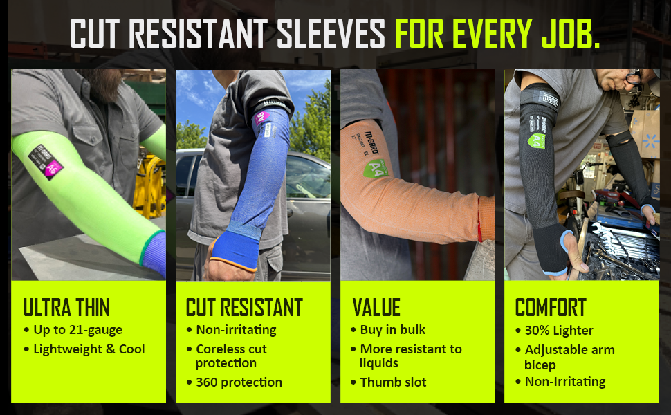 MAGID, Safety Work Gloves,Protective Arm Sleeves, Impact Gloves, Cut Resistant, Safety Glasses