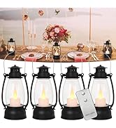 Reperla Vintage Lantern Decor, 4-Pack Candle Lantern with Remote, Small Lantern Indoor Outdoor Ha...
