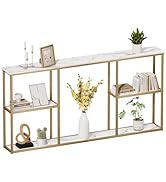 WOHOMO Console Table with Storage,3 Tire Modern Small Entryway Table for Hallway, Narrow Sofa Tab...