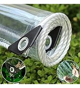 Clear Tarp 3' x 6' PVC 14 Mil Clear Tarps Heavy Duty Waterproof, 400g/m² Clear Tarps Vinyl with G...