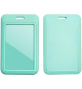 Larpur Pack of 2 Sliding ID Badge Holders Hard Plastic Vertical Card Cases with Clear ID Window f...