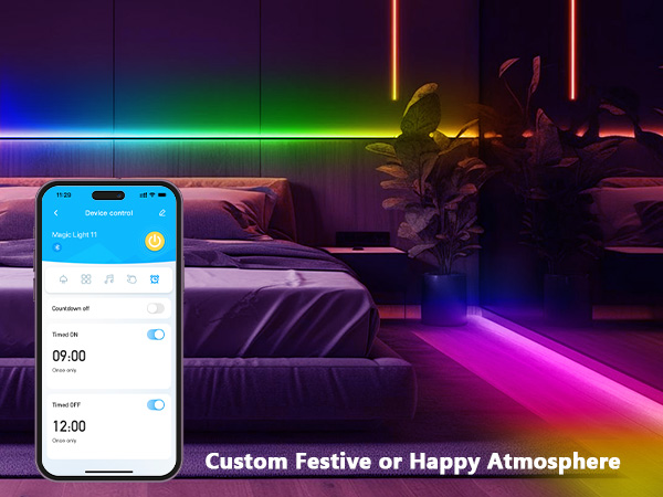 Smart RGB COB LED IC Strip Lights, Addressable High Density Flexible with Remote &amp; App Control
