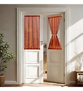 Sutuo Home Burnt Orange French Door Curtain for Glass &amp; Sidelights, Bohemian Tassels Vintage Chic...