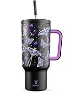 Meoky 40 oz Glow in the Dark Tumbler with Handle and Straw, Tumbler with Lid and Straw, Insulated...
