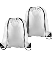 KUUQA 2 Pcs White Drawstring Backpack Drawstring Bag Bulk Sports Cinch Bags String Backpack Stora...