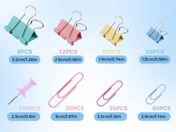 Paper Clips and Binder Clips Set Assorted Sizes