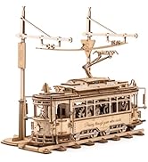 Wowood 3D Wooden Puzzles for Adults, 1:24 Scale Model Car Kits-Classic City Tram, Wooden Models f...