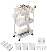 danpinera Slim Storage Cart, 3 Tier Slim Laundry Cart with Wheels Bathroom Cart Organizer with Ha...
