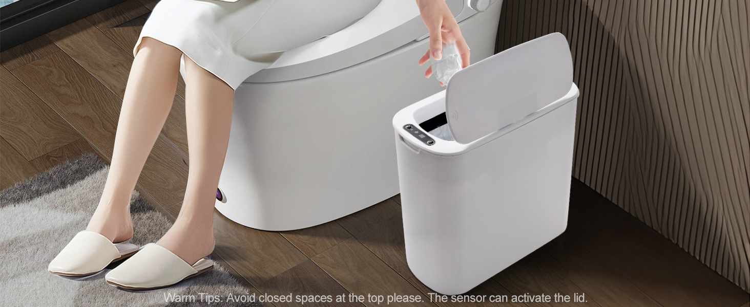 5 Gallon automatic white bathroom trash can