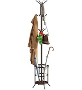 FILWH Coat Rack Freestanding with Umbrella Stand Coat Rack Stand with 12 Hooks Metal Coat Tree Co...