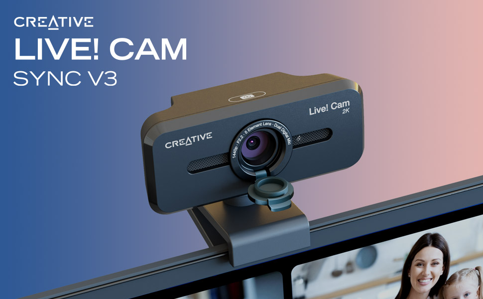 creative live cam sync v3 mounted on a laptop