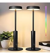 Wowag 2 Pack Cordless Table Lamps Rechargeable,5000mAh Battery Operated Portable Desk Lamp,3 Colo...