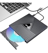 Alronly External CD/DVD Drive for Laptop, USB 3.0 Type-C USB Portable Player for Laptop CD DVD +/...