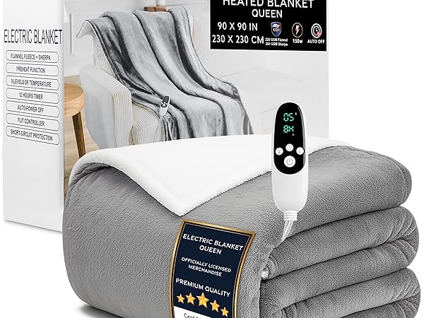 Get Trend Heated Blanket Electric Luxurious Fleece Queen