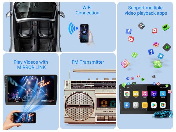 10&amp;#34; wireless double din car stereo