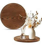 ÖkoStamm 2 Pack 11.5 Inch Round Wooden Candle Holder Tary for Home Decro, Carbonized Candle Plate...