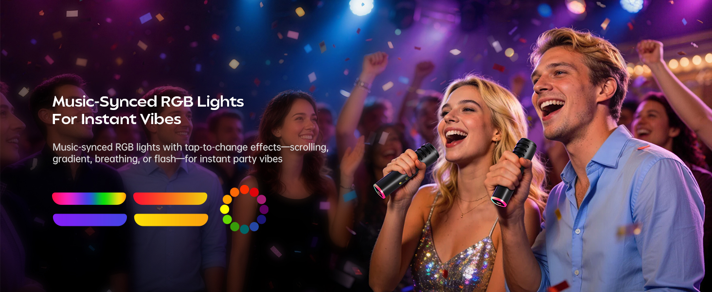 Karaoke Machine for Kids and Adults, Portable Karaoke Machine with 2 Wireless Microphones