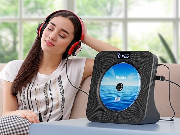 MEGATEK CP28BR Portable CD Player is Connected with Headphones