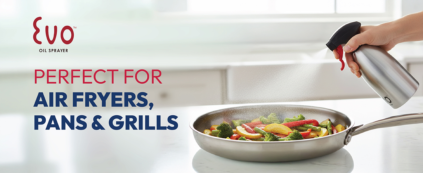 Evo Oil Sprayer 18/8 Stainless Steel, Non-Aerosol for Olive, Cooking Oils, and Vinegars