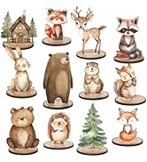 FYSUIMU 12Pcs Woodland Animal Table Centerpiece Forest Animal Wood Tabletop Detachable Sign Rusti...