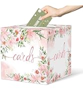 Watercolor Pink Floral Card Box Wedding Card Box Holder Gift Cards Receiving Box for Party Gradua...