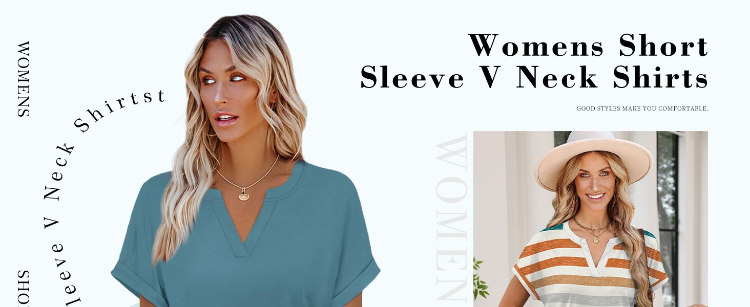 womens short sleeve v neck shirts