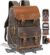 Padwa Lifestyle Coffee Camera Backpack - Waxed Memory Weather Resistant Canvas Camera Backpacks f...