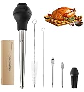 JY COOKMENT Stainless Steel Turkey Baster Baster Syringe for Cooking Meat Injector Set with 2 Mar...