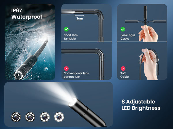 Borescope Cameras with 4.3&amp;#34; IPS 1920P HD Inspection Kamera