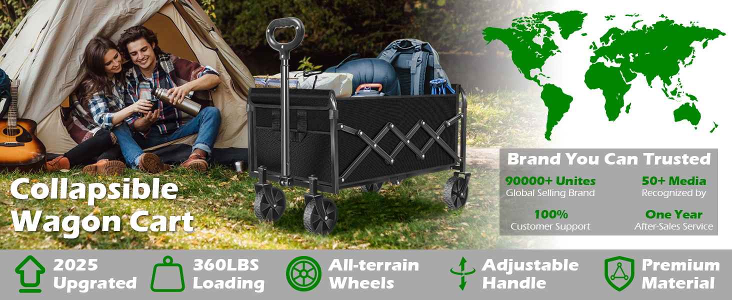 Collapsible Wagons Carts Foldable Wagon, Foldable Wagon Cart with Wheels, Folding Wagon, 2025 new
