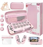 HLRAO Pink Travel Carrying Case Accessories Kit Compatible with Nintendo Switch OLED.Pink Switch ...