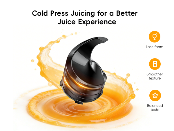 Close-up of the black FORLIM PCTG auger above a swirl of orange juice
