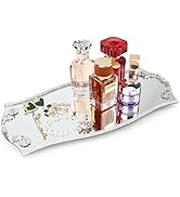 YCWF Silver Mirror Tray,Mirror Vanity Trays with Carrying Handles for Bedroom Dresser,Perfume Tra...