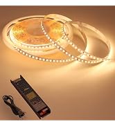 BENLUN 24V LED Strip Light Kit 32.8ft, 3000K Warm White Cuttable Flexible LED Tape Lights, SMD 28...