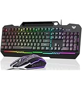 AULA Gaming Keyboard, T102 104 Keys Gaming Keyboard and Mouse Combo with RGB Backlit, All-Metal P...