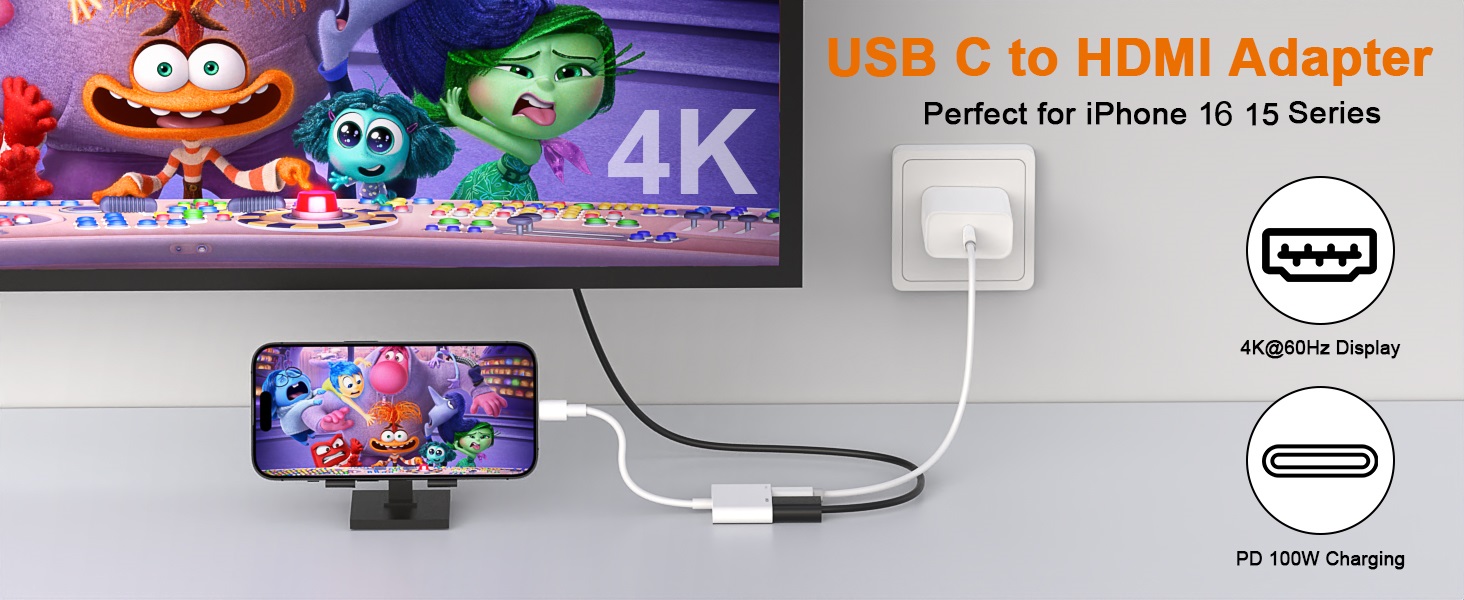usb c to hdmi adapter for iphone 16 15