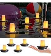 GGNOO Solar Floating Pool Lights, 5-Pack Solar-Powered Float Flames Lamps Tea Light for Pond Part...
