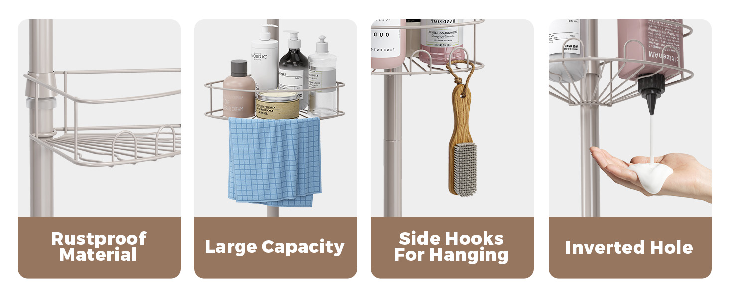 Urackify Corner Shower Caddy Tension Pole