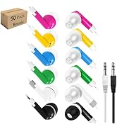 Wensdo 50 Pack Bulk Kids Earbuds for School Classroom Library, Student Wired Earphones with 3.5 m...