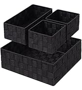 Posprica Woven Storage Baskets for Organizing, Small Black Baskets Cube Bin Container Tote Organi...