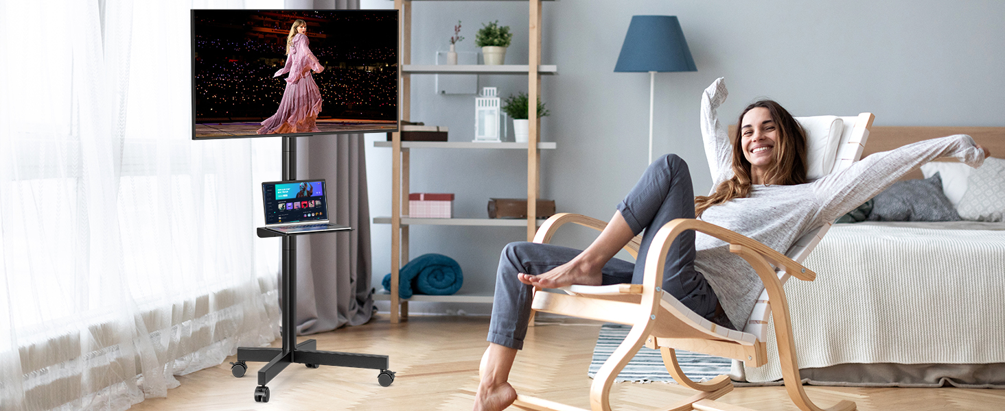 tall rolling tv stand