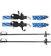 Kids Beginner Snow Skis and Poles, Snow Board with Bidirectional Fixator, Adjustable Buckle Toddl...