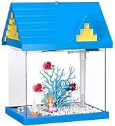 FREESEA Aquarium Betta Fish Tank: 2 Gallon Glass Betta Tank with Filter and Light for Shrimp Jell...