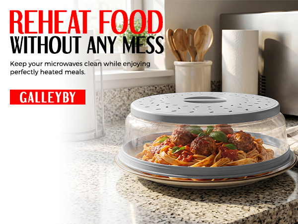 Reheat Food Without Any mess with Galleyby Microwave Splatter Cover