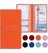 Peisicne Car Registration and Insurance Card Holder for Women Men, Orange Glove Box Paperwork Org...