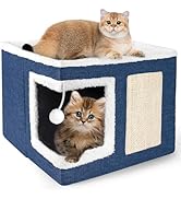 Loyareal Cat Houses for Indoor Cats - Large Cat Bed Cave for Cat House with Scratch Pad and Fluff...