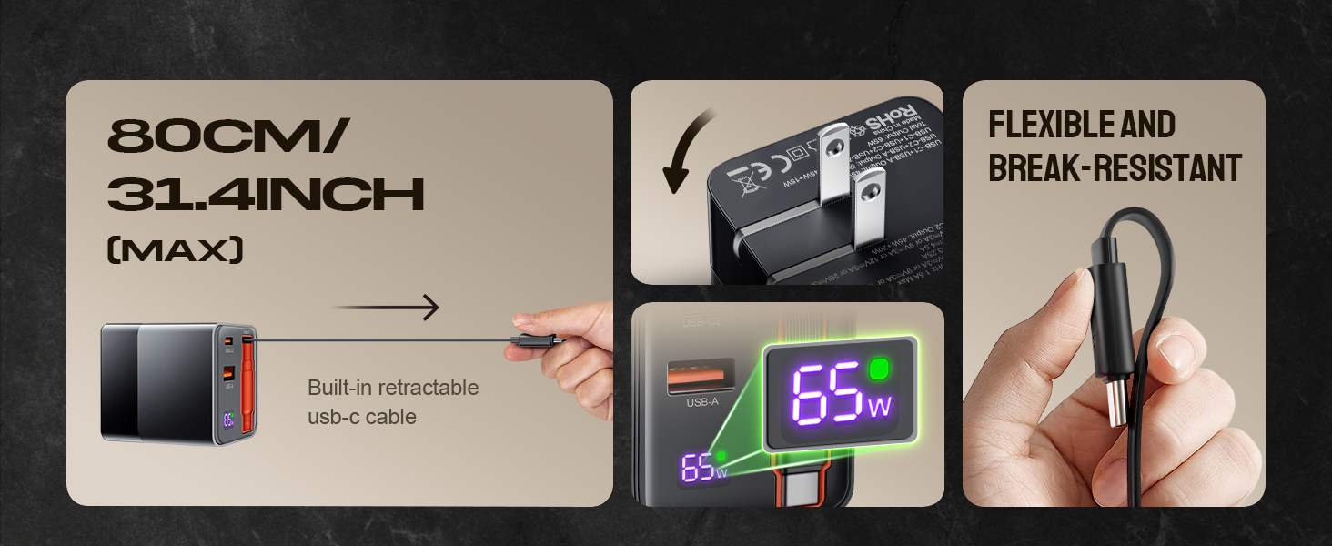 Retractable wall charger