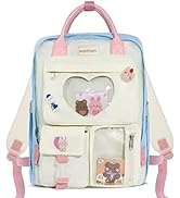 Scothen Kawaii Backpack With Cute Pin Accessories,Heart Ita Backpack For Girls,Cute Aesthetic Bac...
