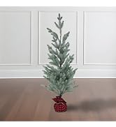 Old World Christmas 35-Inch Artificial Fir Tree with Plaid Burlap Base, Tabletop Seasonal Decor