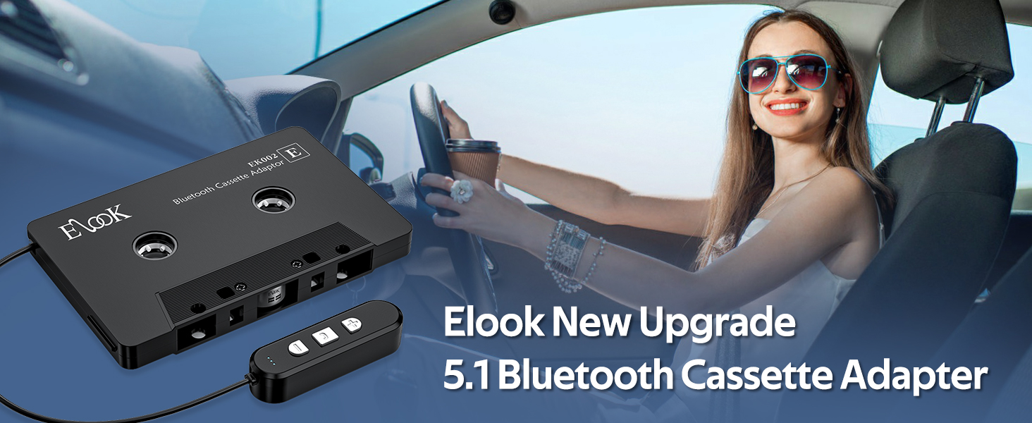 Cassette to Bluetooth Adapter for Car with Micro SD Card Support/Hands-Free Call